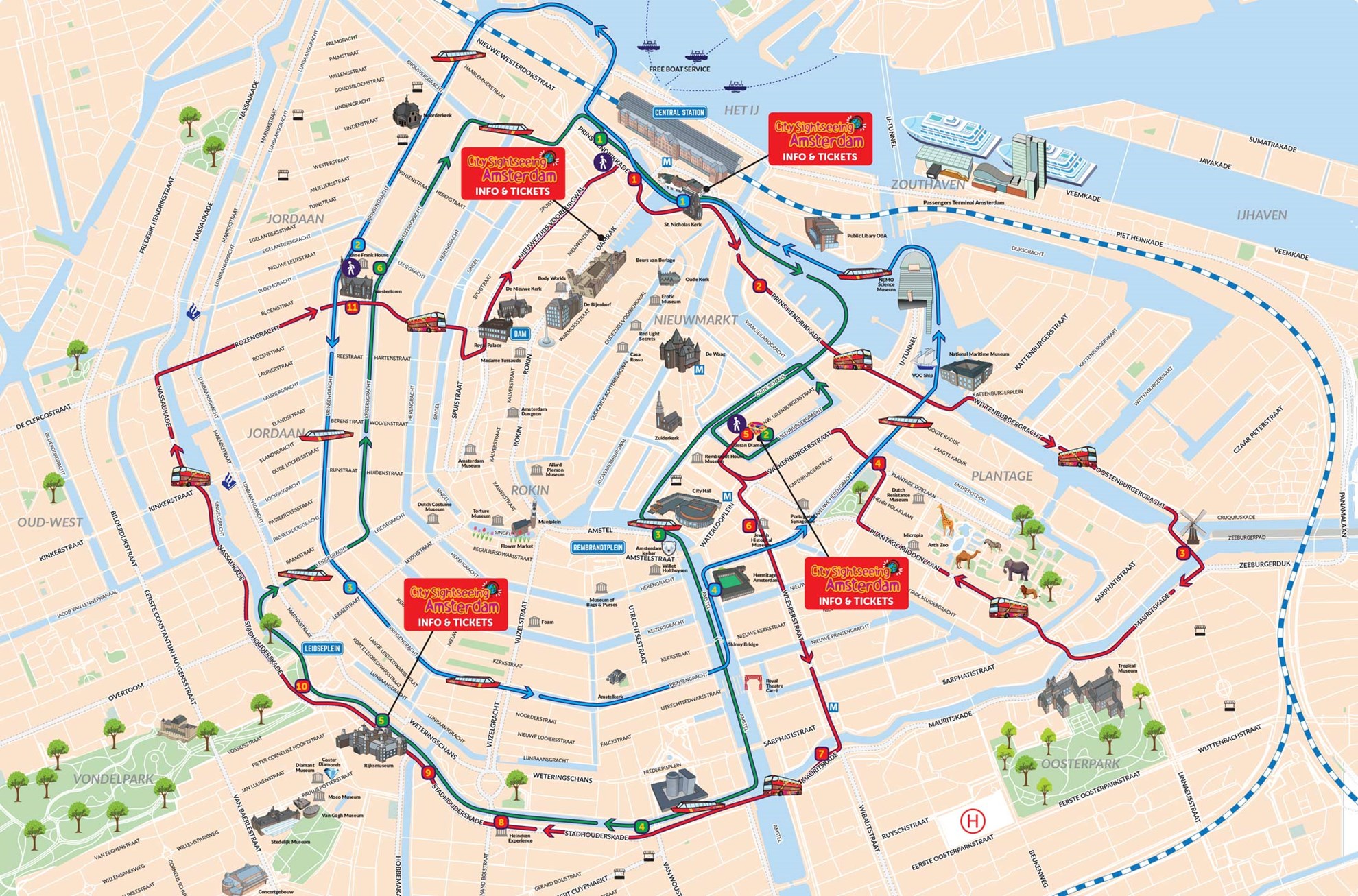 Amsterdam Hop-on & Hop-off Bus và thuyền